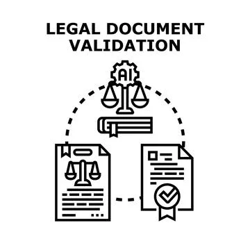 Legal document validation using artificial intelligence concept Stock Illustration