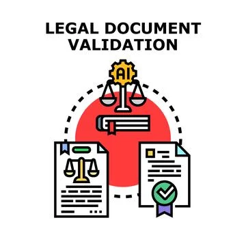 Legal document validation using artificial intelligence concept Stock Illustration