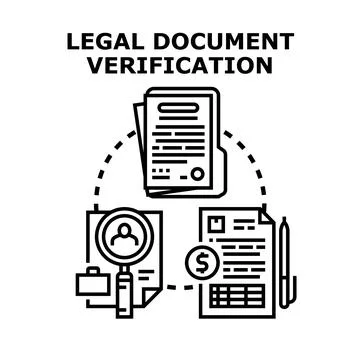 Legal document verification process creating business agreements Stock Illustration