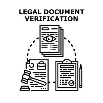 Legal document verification process creating secure compliance 库存插图