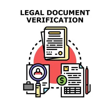 Legal document verification process creating business agreements Stock Illustration
