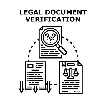Legal document verification process evaluating official papers Stock Illustration