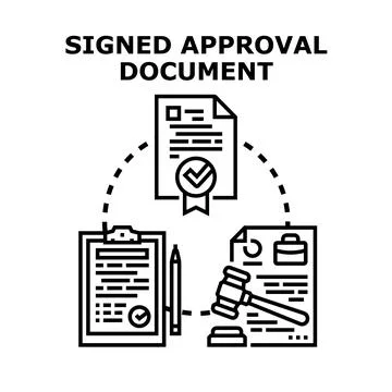 Legal documents approval process with official paper Stock Illustration