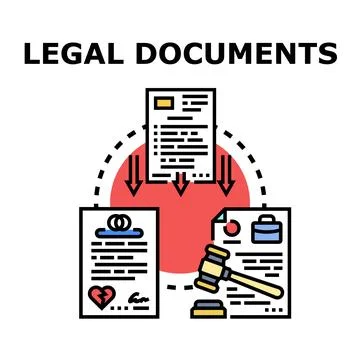 Legal documents processing and paperwork concept Stock Illustration