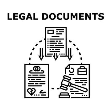 Legal documents processing and paperwork concept 库存插图