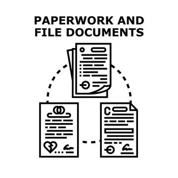 Legal documents system with official paperwork concept Stock Illustration