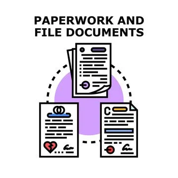 Legal documents system with official paperwork concept 库存插图