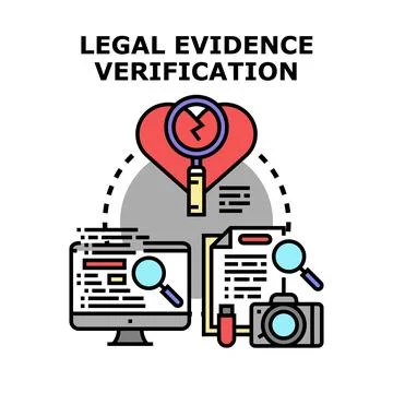 Legal evidence verification process for digital and physical content Illustrazione stock