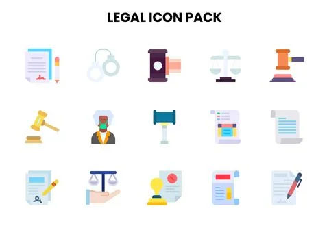 Legal Flat Bundle Icons Pack 스톡 일러스트
