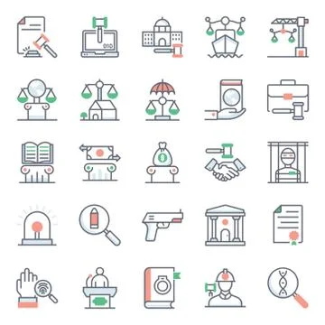Legal Flat Icons Vector Pack Stock Illustration