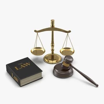 Legal Gavel Scales And Law Book 3D Model