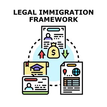 Legal immigration framework concept vector icon illustration Stock Illustration