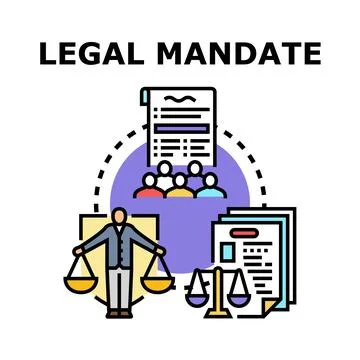 Legal mandate concept with justice and policy creation Stock Illustration