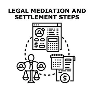 Legal mediation settlement process steps concept Stock Illustration