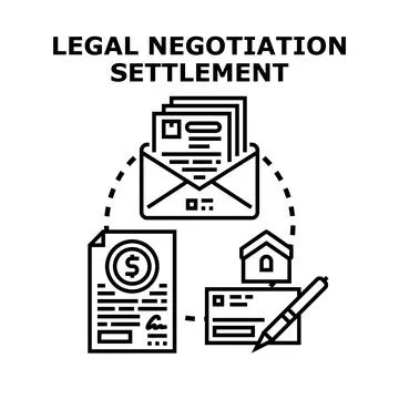Legal negotiation settlement process achieving official agreement Stock Illustration