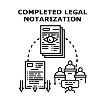 Legal notarization process completing official document verification Stock Illustration