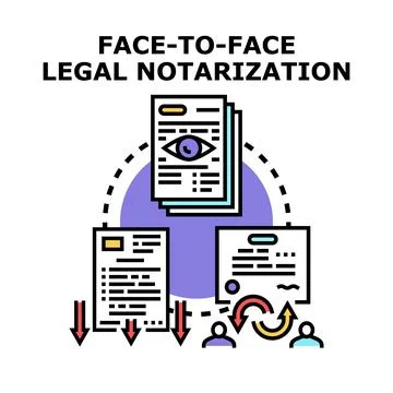 Legal notarization process verifying documents and confirming agreements Ilustración de archivo