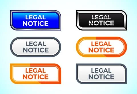 Legal notice button set of different shapes and colors. Suitable for mobile.. Stockillustratie