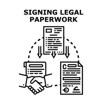 Legal paperwork agreement processing concept for business deal Stock Illustration