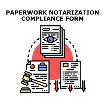 Legal paperwork notarization compliance processing form icon Stock Illustration