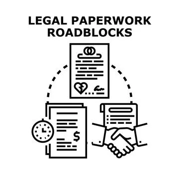 Legal paperwork roadblocks creating complex administrative challenges Stock Illustration