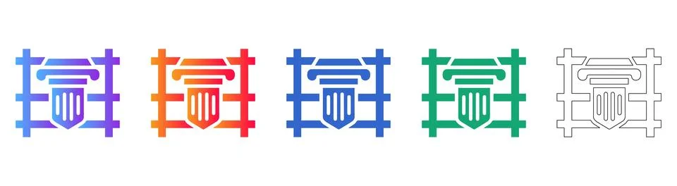Legal Pillar and Structural Framework Icons Stock Illustration