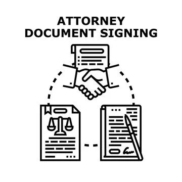 Legal professionals completing document signing agreement Illustrazione stock