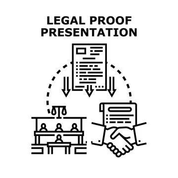 Legal proof presentation process in justice system イラスト素材
