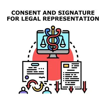 Legal representation process obtaining client consent and signature Stock Illustration