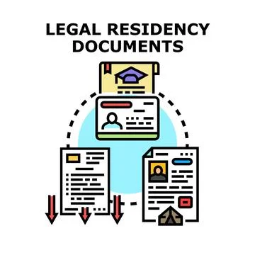 Legal residency documents process for foreigners and migrants Stock Illustration