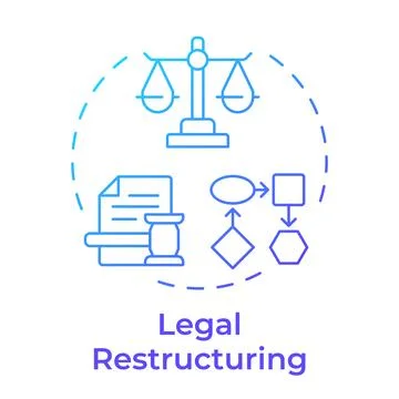 Legal restructuring blue gradient concept icon Stock Illustration