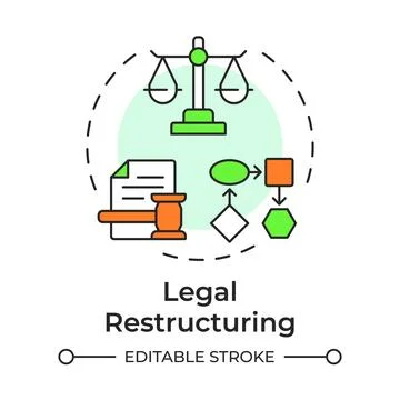 Legal restructuring multi color concept icon Stock Illustration