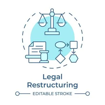 Legal restructuring soft blue concept icon Stock Illustration