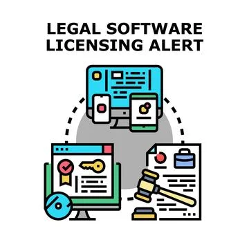 Legal software licensing alert process protecting intellectual property Illustrazione stock