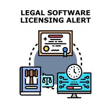 Legal software licensing alert process concept Stock Illustration