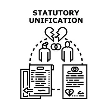 Legal statutory unification concept separating relationship documents Stock Illustration