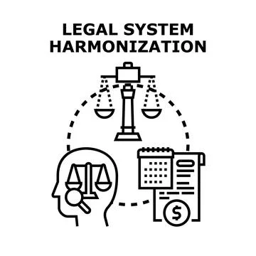 Legal system harmonization process concept illustration Stock Illustration