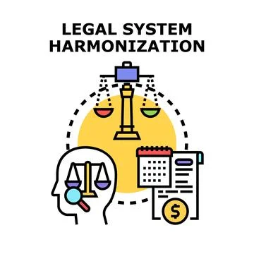 Legal system harmonization process concept illustration Stock Illustration