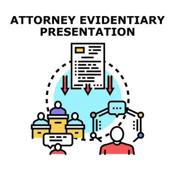 Legal team analyzing evidentiary presentation in court Stock Illustration