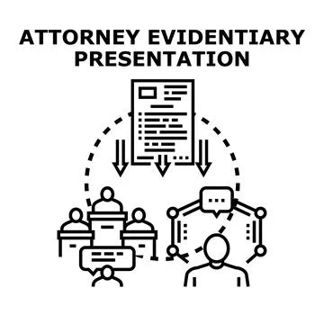 Legal team analyzing evidentiary presentation in court Stock Illustration