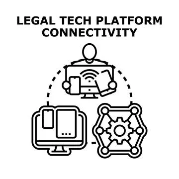 Legal tech platform connectivity linking user devices to network Stock Illustration
