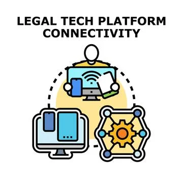 Legal tech platform connectivity linking user devices to network Stock Illustration