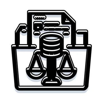 Legal technology database managing digital court documents Stock Illustration