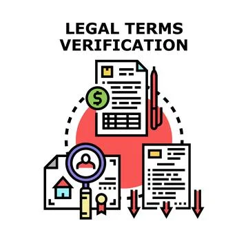 Legal terms verification process checking important documents Stock Illustration