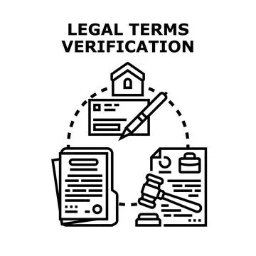 Legal terms verification process with document review Stock Illustration
