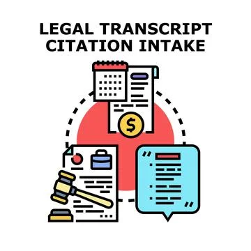 Legal transcript citation intake process vector illustration Stock Illustration