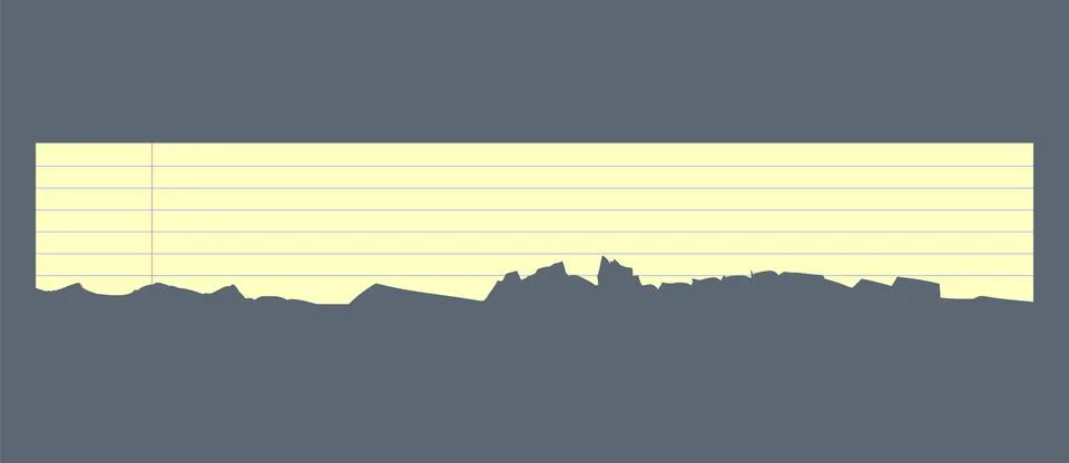 Legal yellow rectangular torn paper sheet of notepad with ruled line designs Illustrazione stock