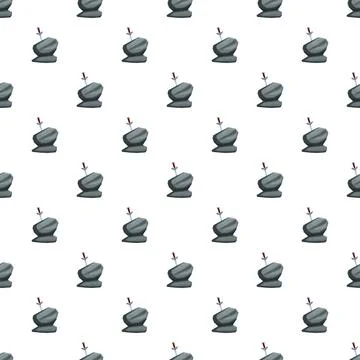 Legend of excalibur sword in the stone repeating pattern Illustrazione stock