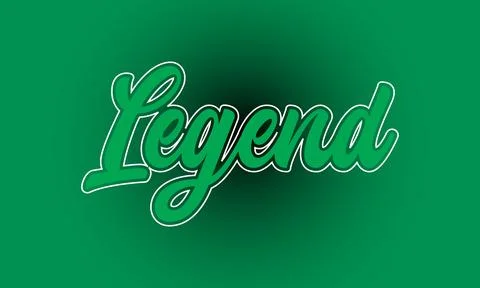 Legend Hand Lettering Script Text Graphic on Green Background Stock Illustration