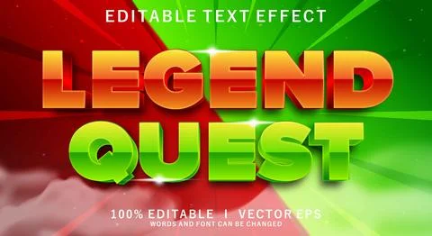 Legend quest 3d vector text effect with modern style design Stock Illustration